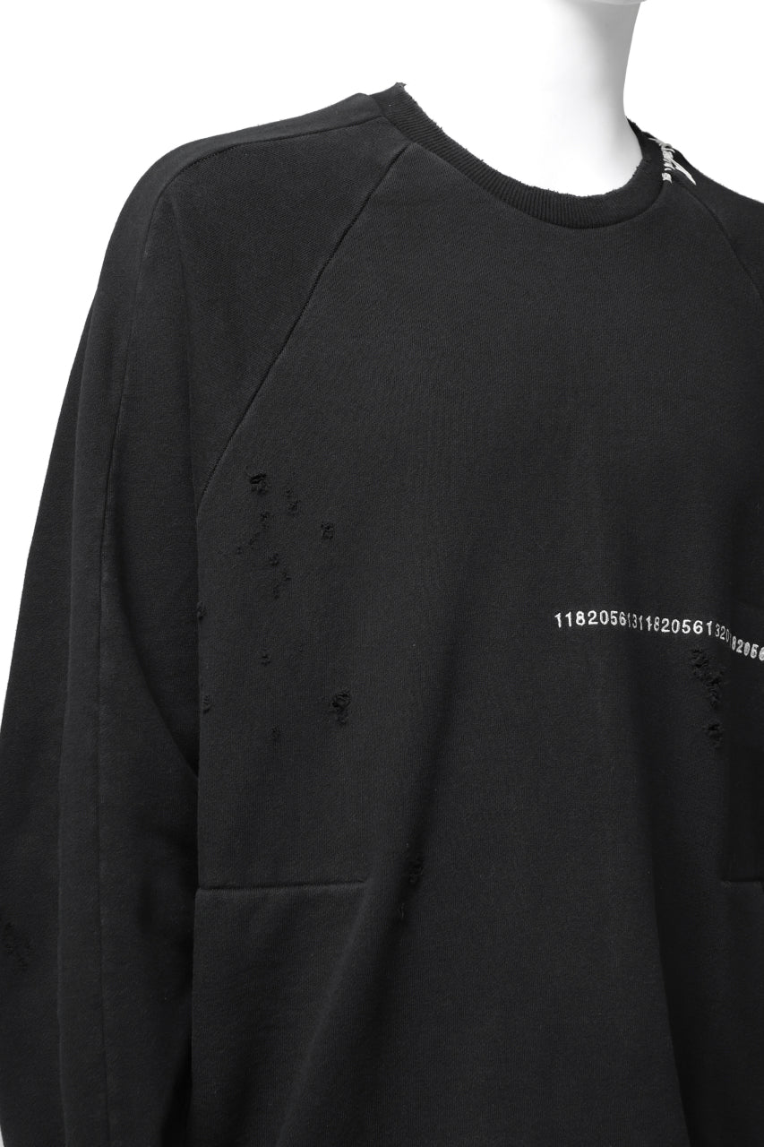 A.F ARTEFACT "FRAYED" DAMAGE LOOSEY SWEATER TOPS *EMBROIDERED(BLACK)
