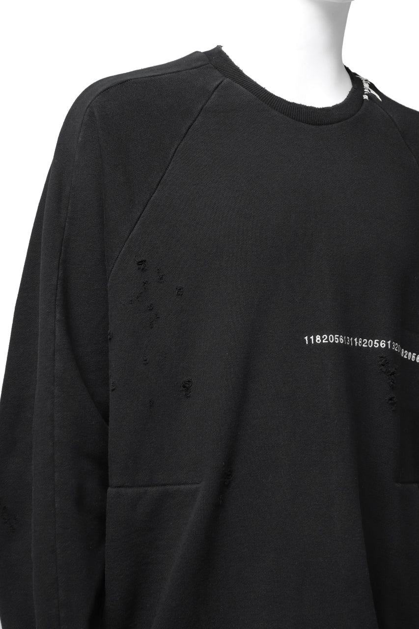 画像をギャラリービューアに読み込む, A.F ARTEFACT &quot;FRAYED&quot; DAMAGE LOOSEY SWEATER TOPS *EMBROIDERED(BLACK)