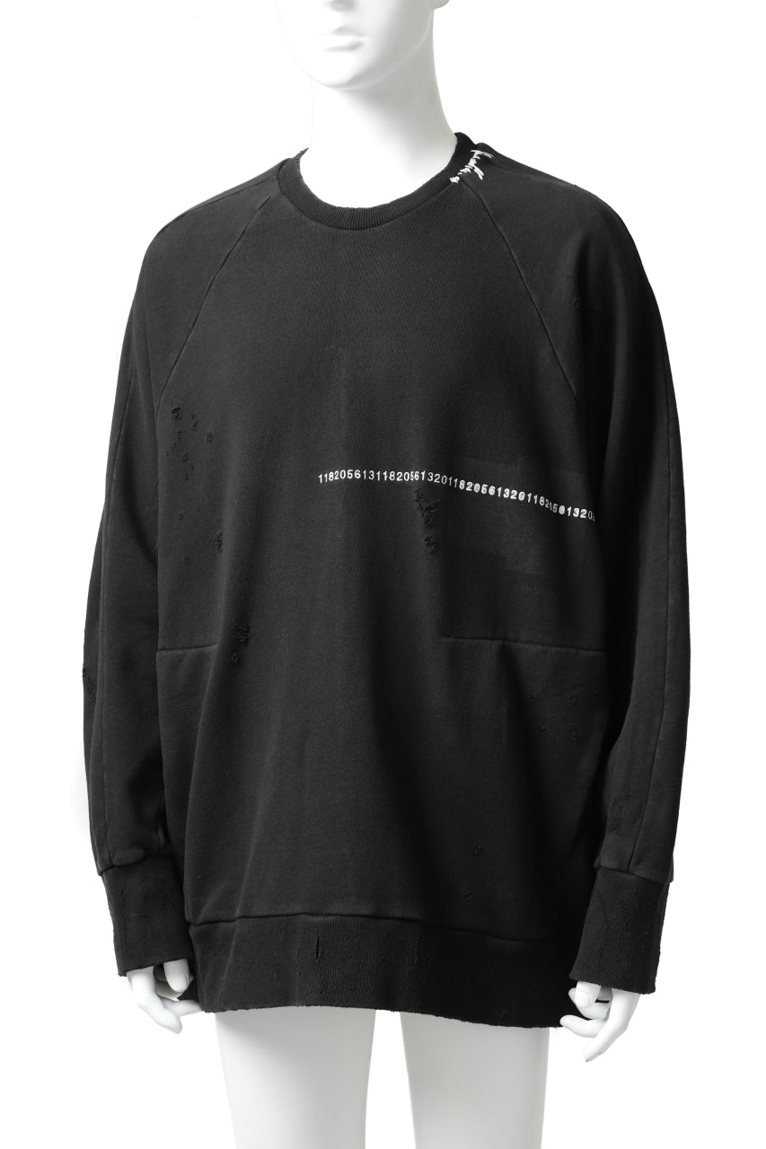 A.F ARTEFACT "FRAYED" DAMAGE LOOSEY SWEATER TOPS *EMBROIDERED(BLACK)