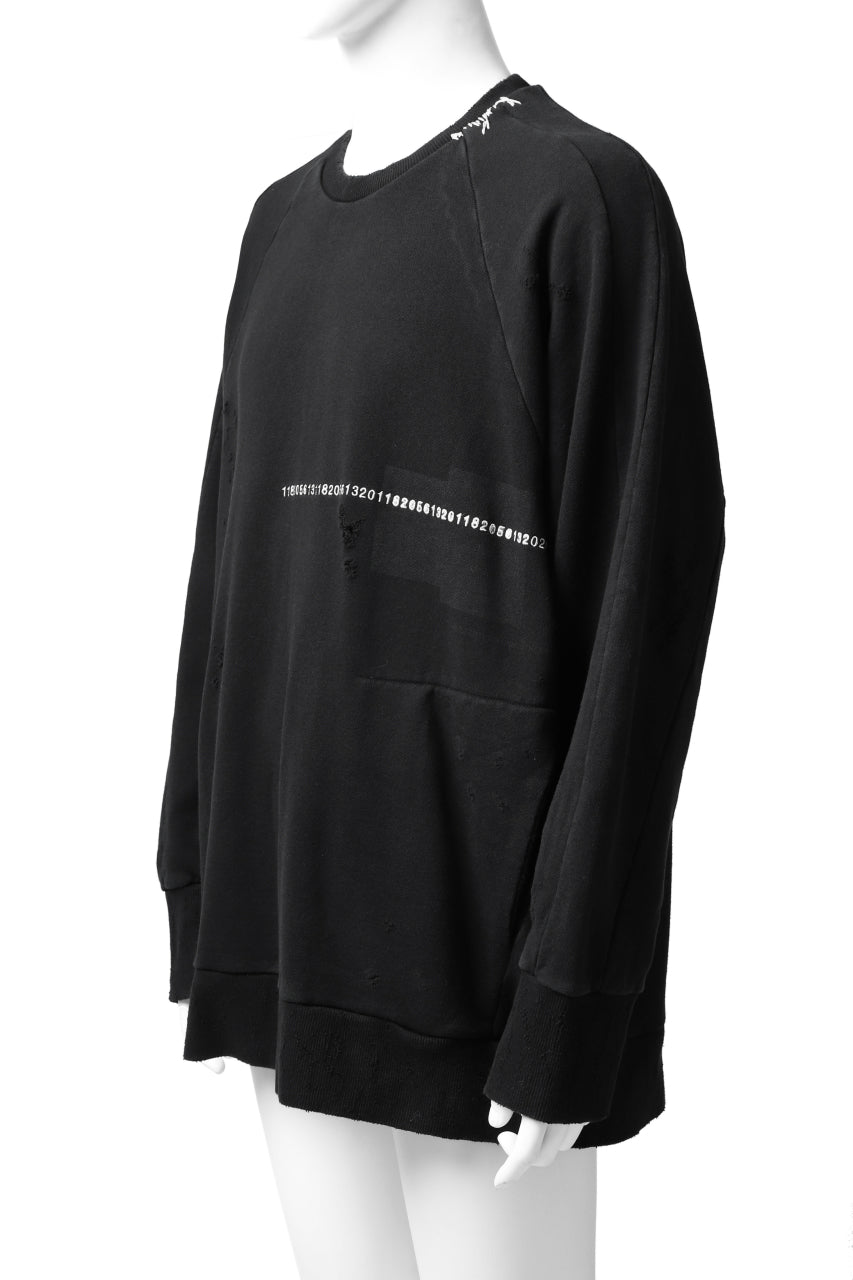 A.F ARTEFACT "FRAYED" DAMAGE LOOSEY SWEATER TOPS *EMBROIDERED(BLACK)