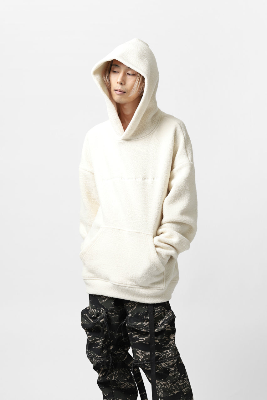 A.F ARTEFACT "FLUFFY" EMBROIDERED HOODIE / BomberFLEECE (IVORY)