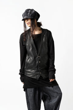 画像をギャラリービューアに読み込む, incarnation HORSE LEATHER 4-BUTTON VEST / OBJECT DYED (BLACK)