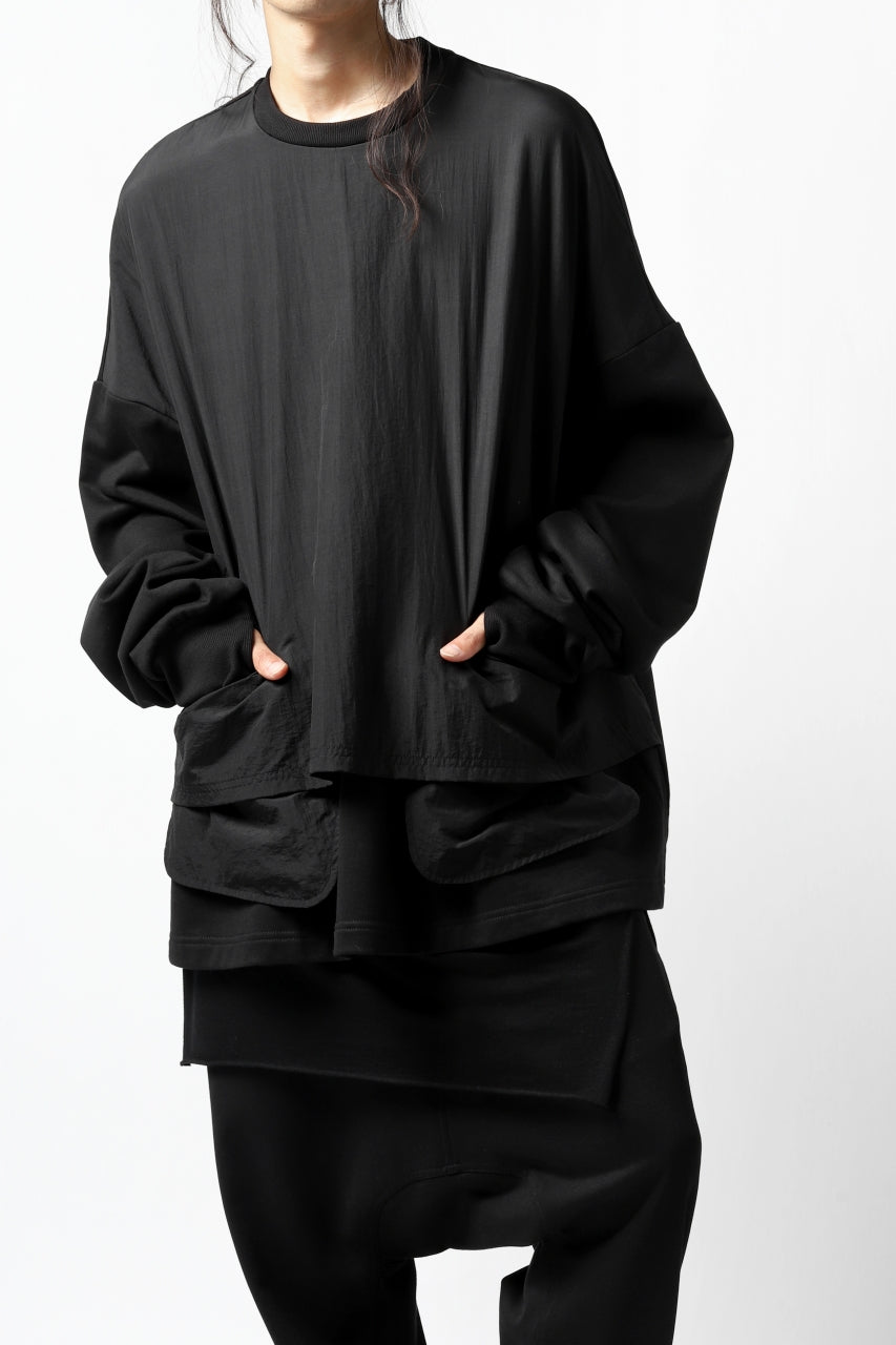 JOE CHIA DOUBLE LAYERED SWEAT & SHIRT TOP (BLACK)