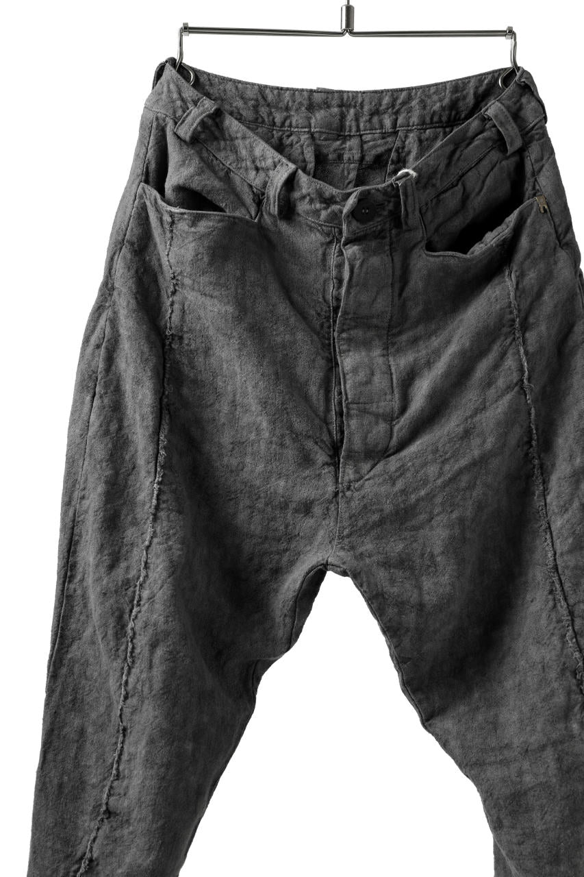 _vital slim cropped pants / sumi dyed linen (GREY)