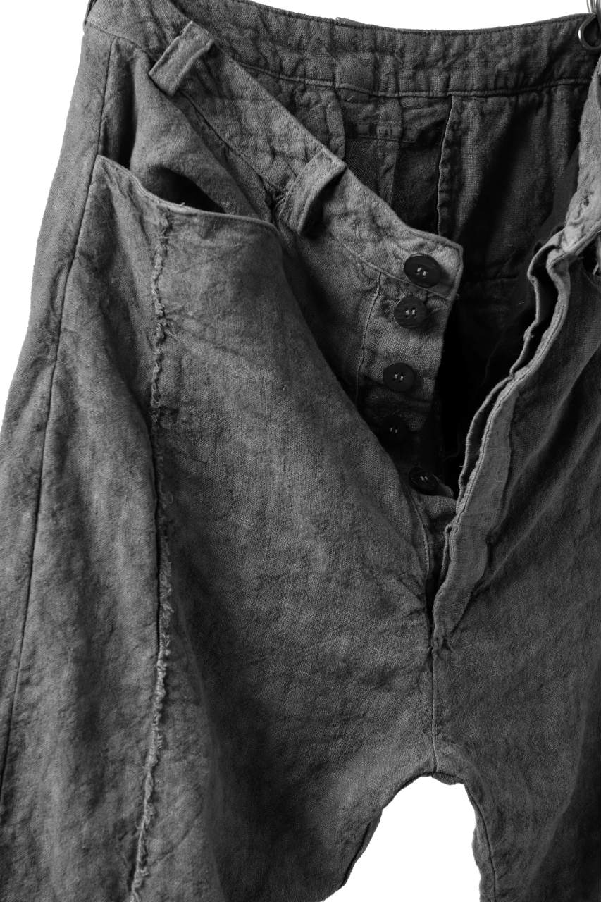 _vital curved narrow pants / japanese-ink dyed linen (GREY)