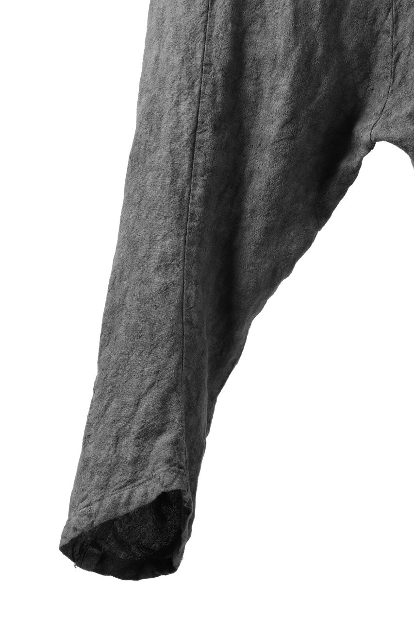 _vital curved narrow pants / japanese-ink dyed linen (GREY)