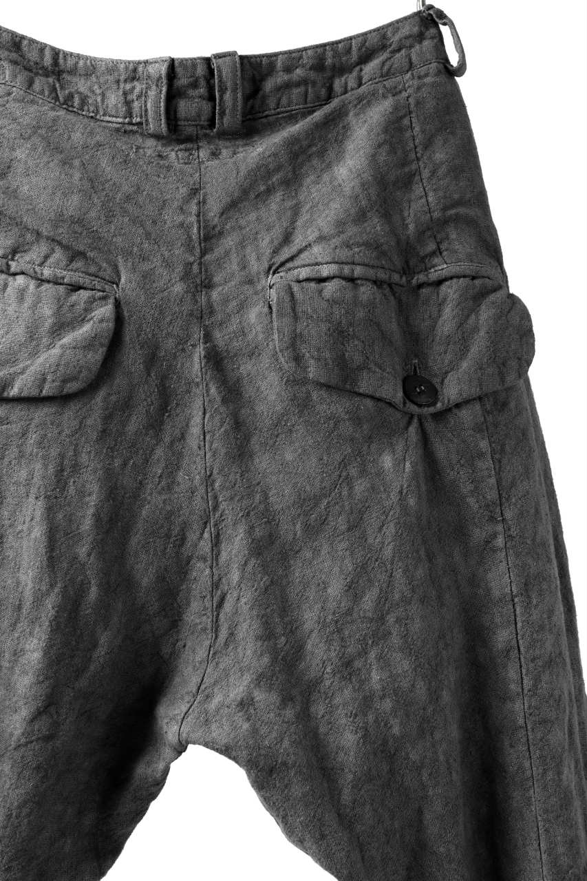 _vital slim cropped pants / sumi dyed linen (GREY)