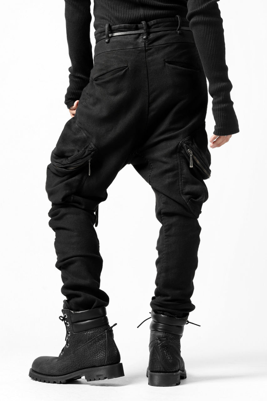 masnada MILITARY CARGO POCKET PANTS / SAIA COTONE ELASTICIZZATO (BLACK)