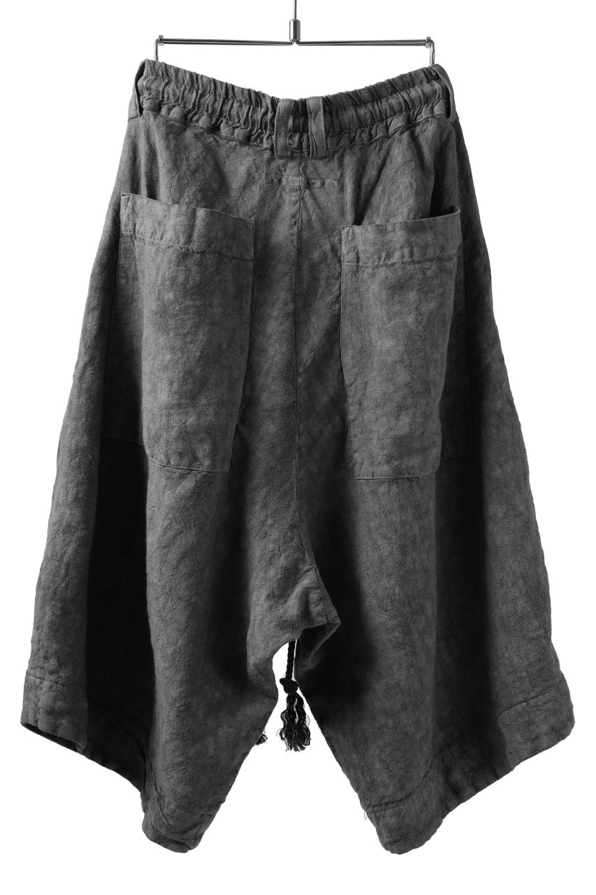 _vital tucked volume short pants / japanese-ink dyed linen (GREY)