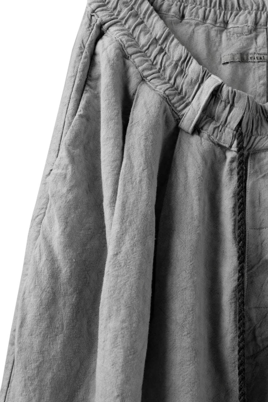 _vital tucked volume short pants / JP-ink dyed organic soft linen (L.GREY)