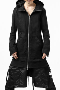 Load image into Gallery viewer, A.F ARTEFACT &quot;FIRMLY&quot; LONG HOODIE JACKET / DENIM + SWEAT (BLACK)