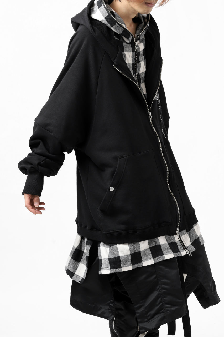 Load image into Gallery viewer, A.F ARTEFACT &quot;DOUBLES&quot; LOOSEY LONG ZIP HOODIE (BLACK x WHITE)