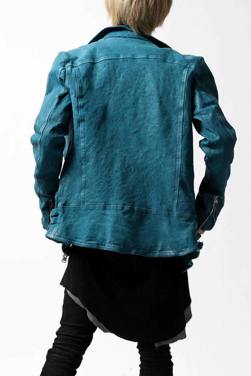 画像をギャラリービューアに読み込む, ISAMU KATAYAMA BACKLASH exclusive DOUBLE RIDERS JACKET / JP-CALF GARMENT WASHED (TURQUOISE)