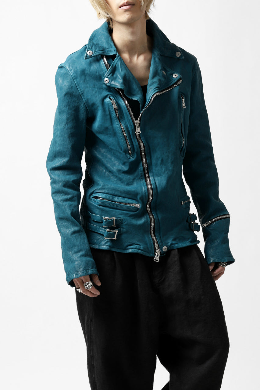 画像をギャラリービューアに読み込む, ISAMU KATAYAMA BACKLASH exclusive DOUBLE RIDERS JACKET / JP-CALF GARMENT WASHED (TURQUOISE)