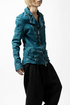 画像をギャラリービューアに読み込む, ISAMU KATAYAMA BACKLASH exclusive DOUBLE RIDERS JACKET / JP-CALF GARMENT WASHED (TURQUOISE)