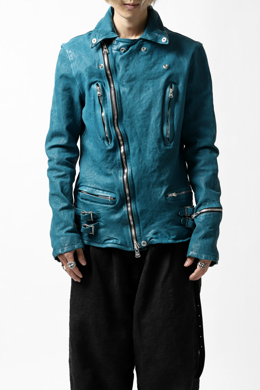 画像をギャラリービューアに読み込む, ISAMU KATAYAMA BACKLASH exclusive DOUBLE RIDERS JACKET / JP-CALF GARMENT WASHED (TURQUOISE)