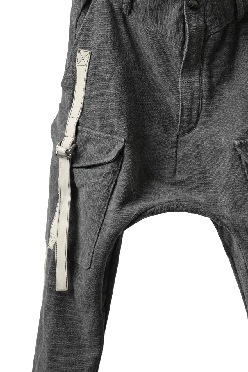incarnation DROPCROTCH ARMY PANTS MP-1S / CANVAS + HORSE LEATHER (GREY)