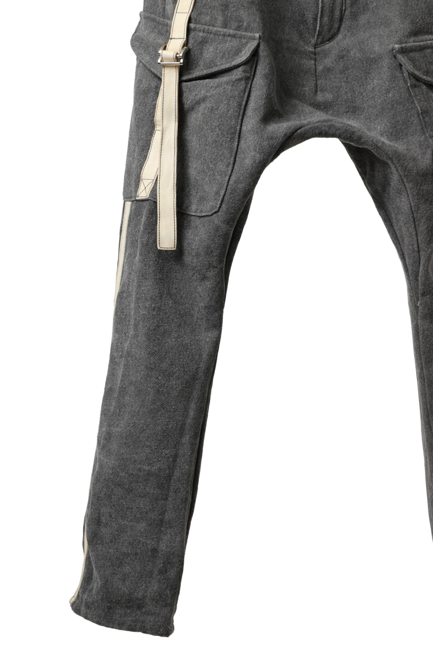 incarnation DROPCROTCH ARMY PANTS MP-1S / CANVAS + HORSE LEATHER (GREY)