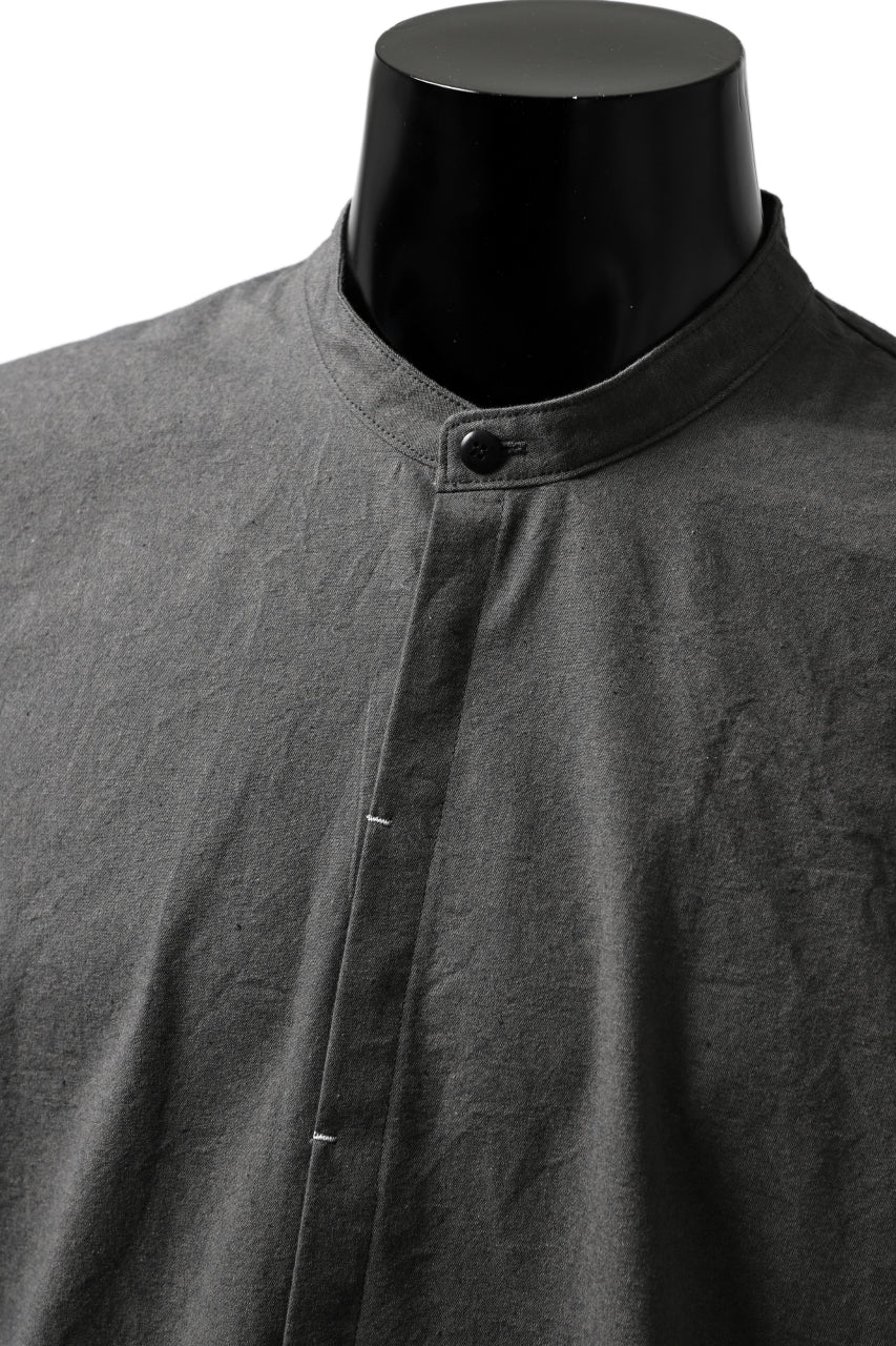 ierib deep slits long shirt / boiled waxy cotton (GREY)