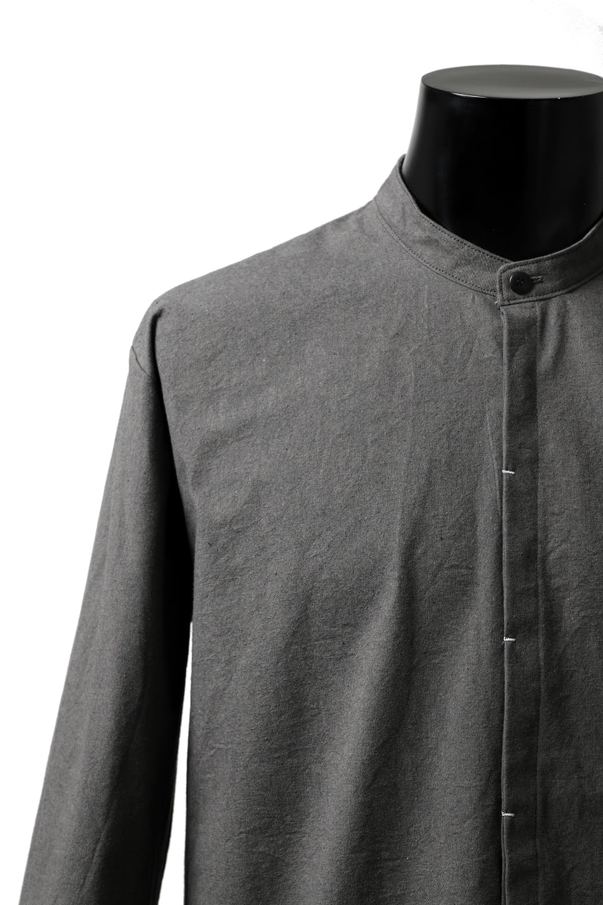 ierib deep slits long shirt / boiled waxy cotton (GREY)