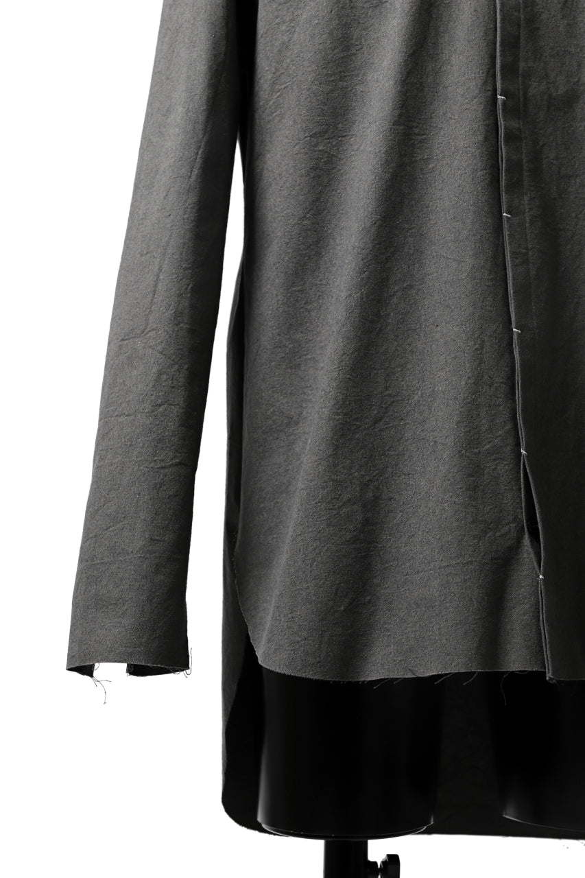 ierib deep slits long shirt / boiled waxy cotton (GREY)