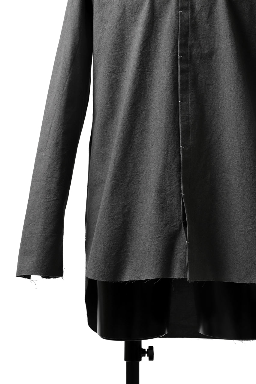 ierib deep slits long shirt / boiled waxy cotton (GREY)
