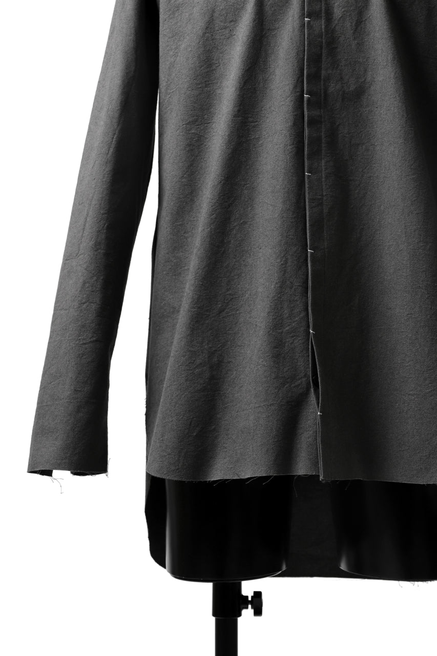 ierib slit middle shirt / boiled waxy cotton (GREY)