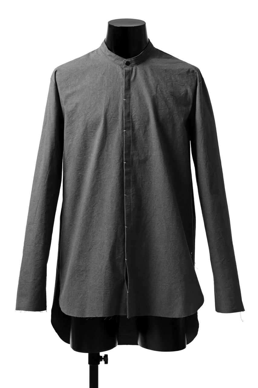 ierib deep slits long shirt / boiled waxy cotton (GREY)