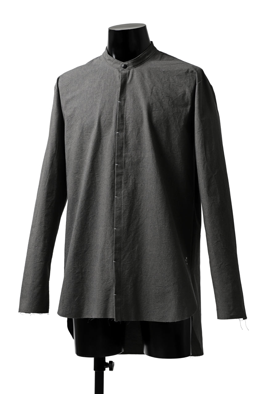 ierib slit middle shirt / boiled waxy cotton (GREY)