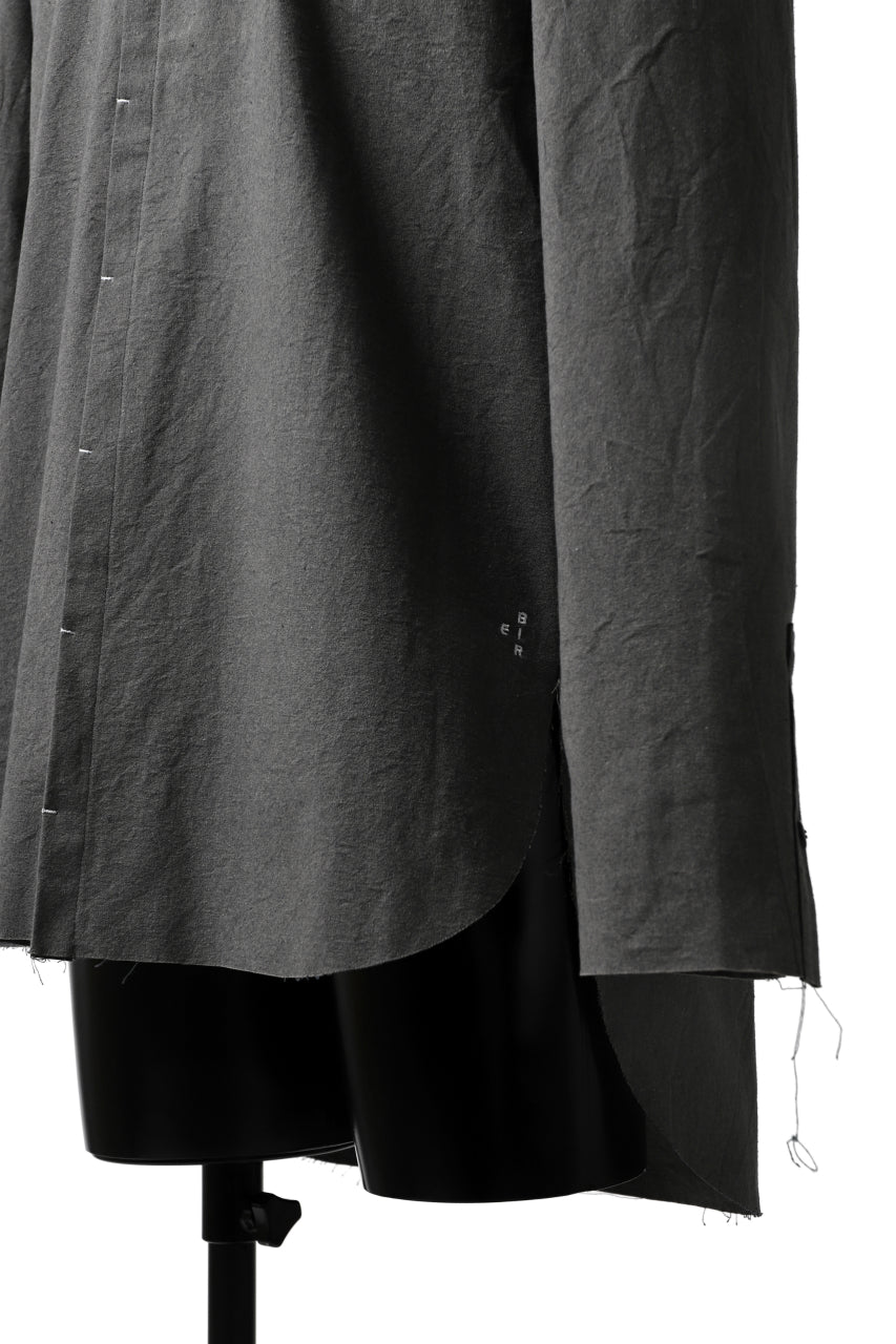 ierib deep slits long shirt / boiled waxy cotton (GREY)
