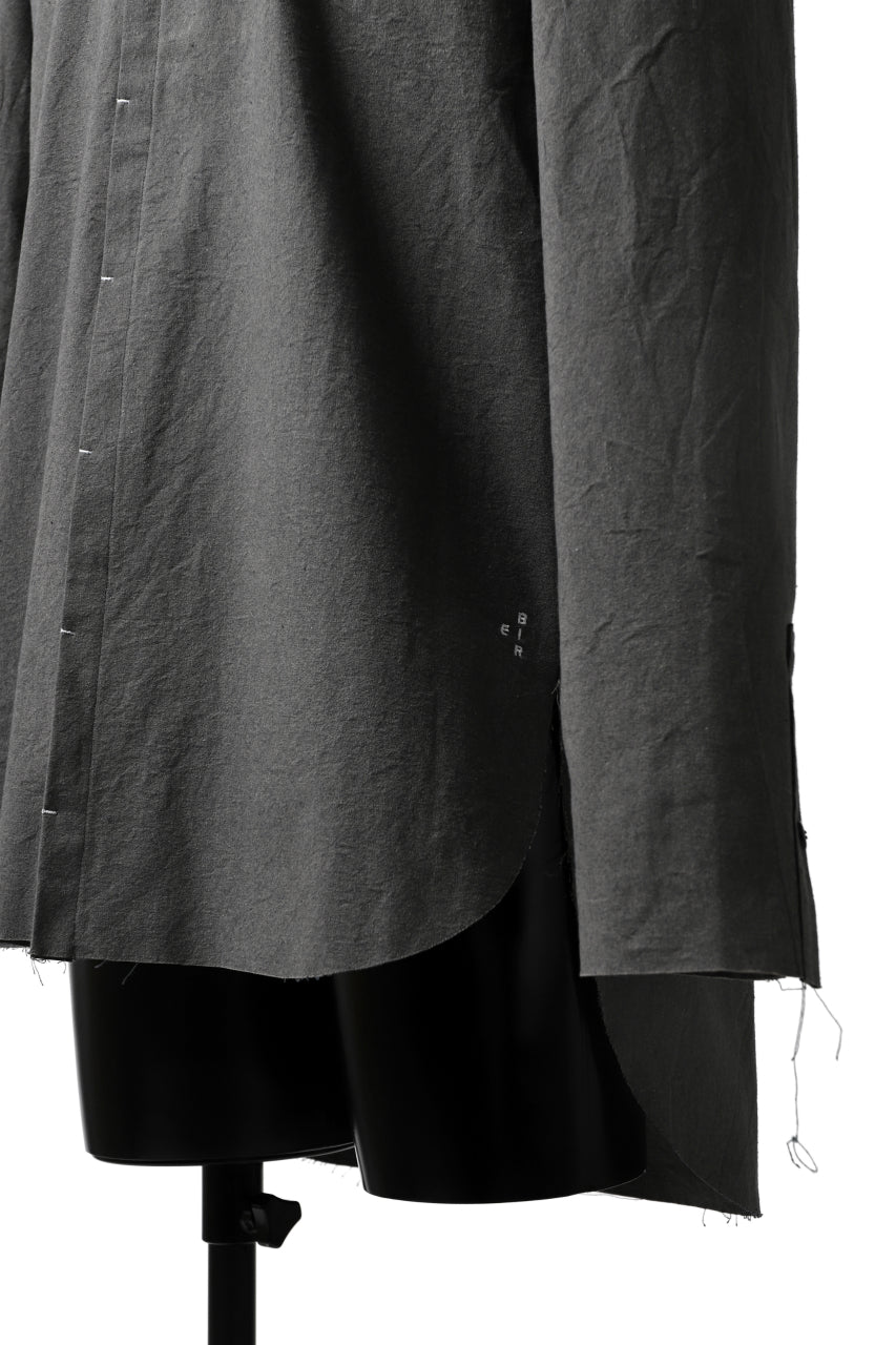 ierib slit middle shirt / boiled waxy cotton (GREY)