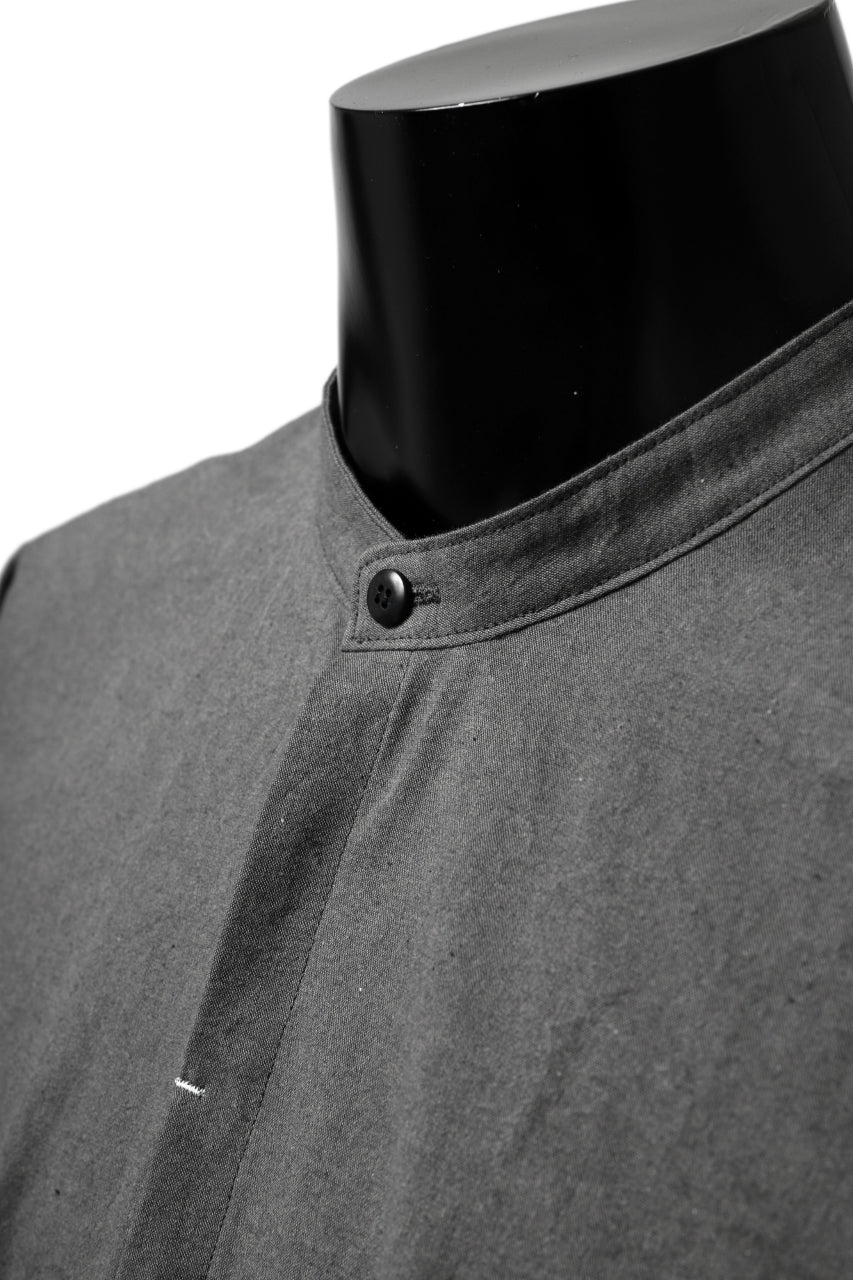 ierib slit middle shirt / boiled waxy cotton (GREY)