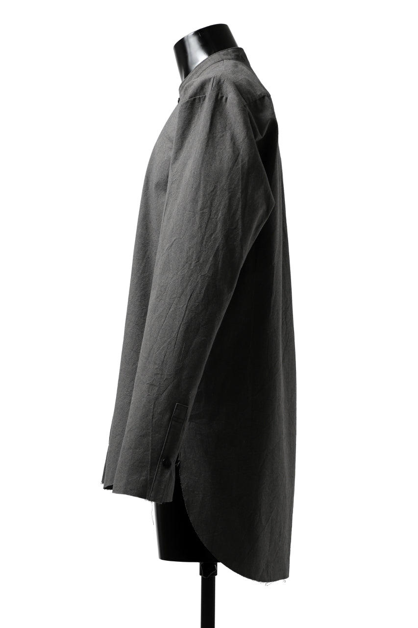 ierib deep slits long shirt / boiled waxy cotton (GREY)