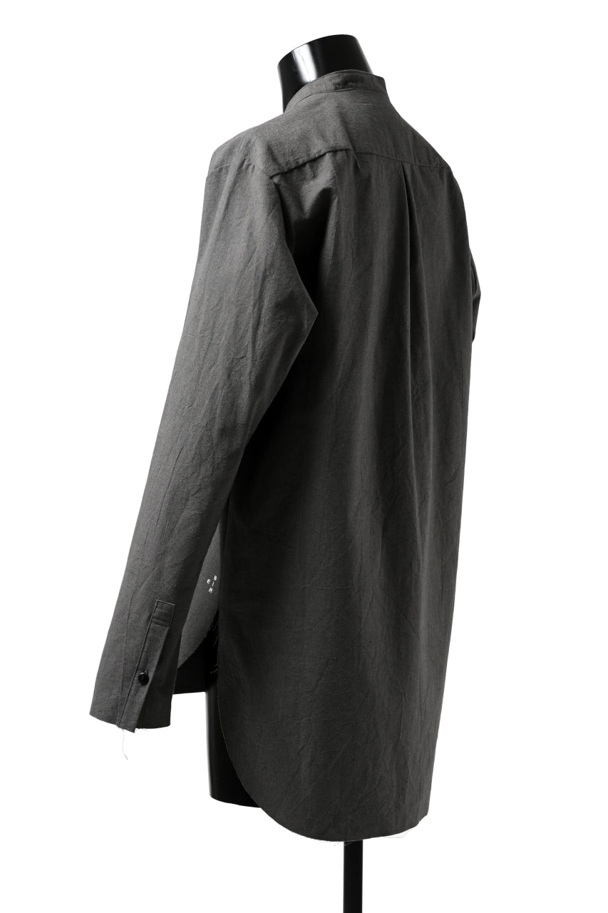 ierib deep slits long shirt / boiled waxy cotton (GREY)