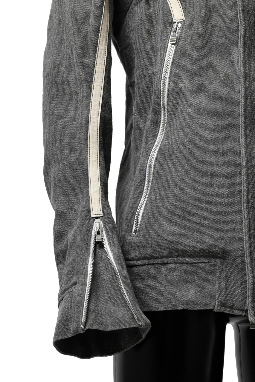 Load image into Gallery viewer, incarnation HIGH NECK BIAS ZIP BLOUSON MB-1 / CANVAS + HORSE LEATHER (GREY)