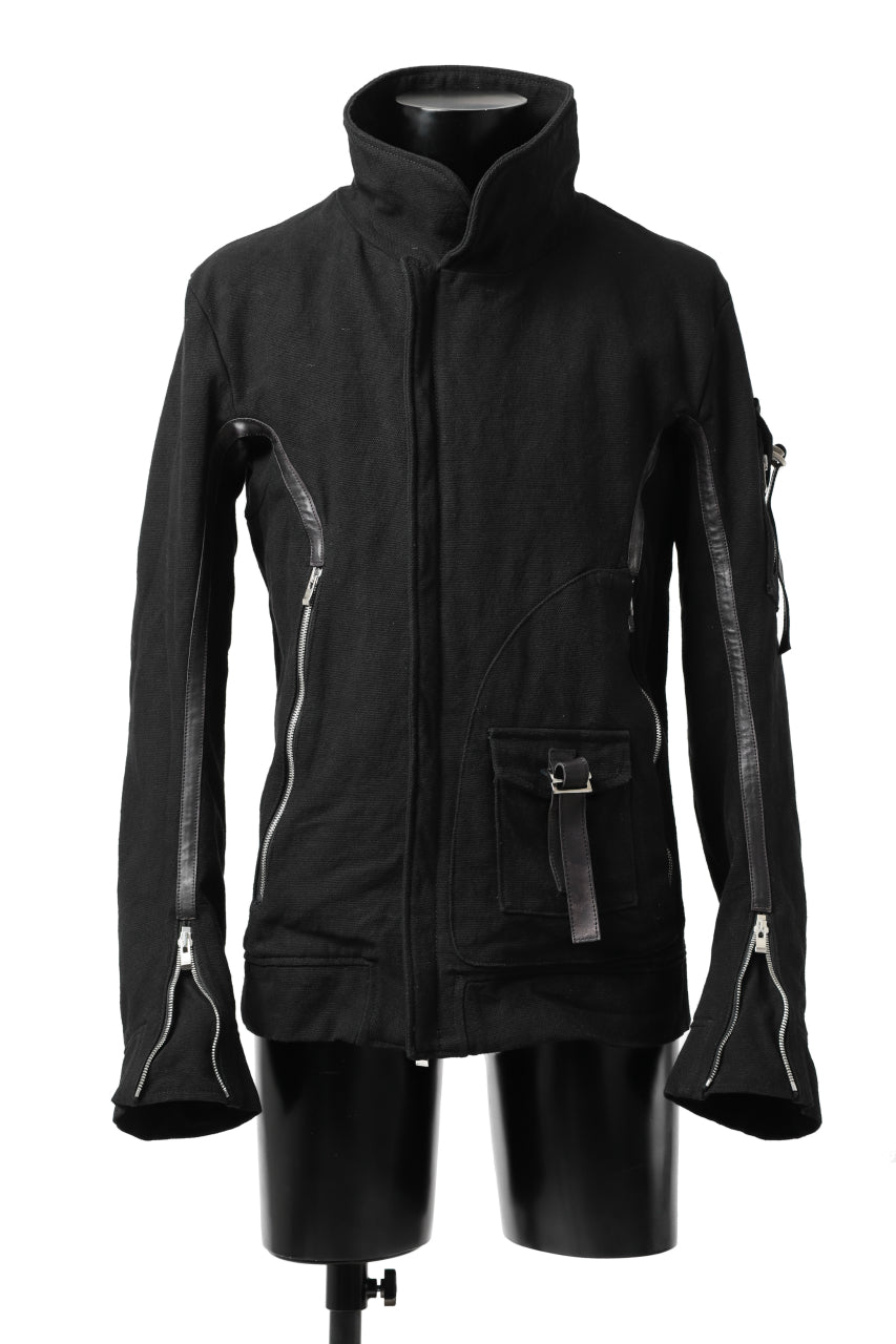 incarnation HIGH NECK BIAS ZIP BLOUSON MB-1 / CANVAS + HORSE LEATHER (BLACK)