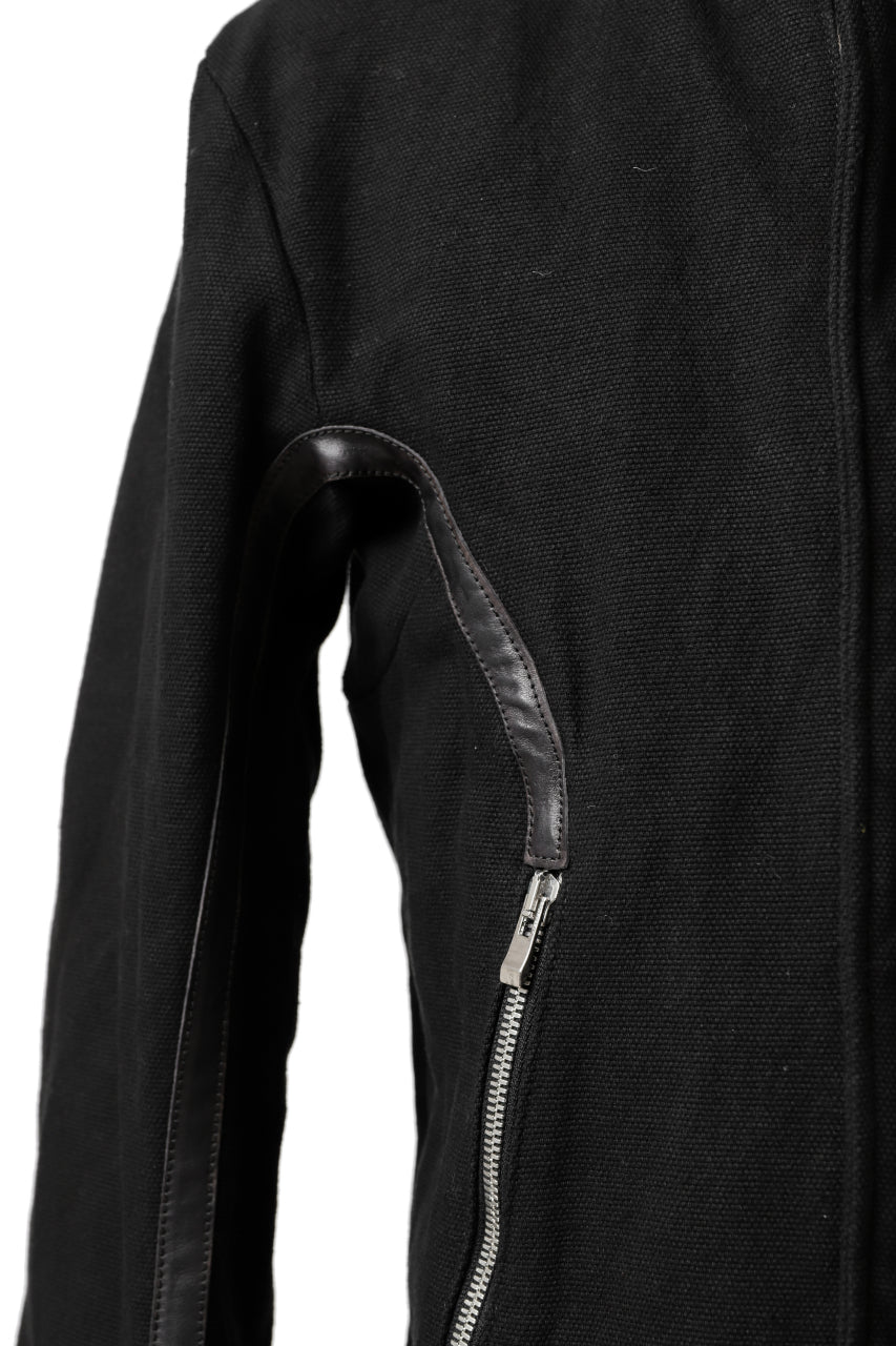 画像をギャラリービューアに読み込む, incarnation HIGH NECK BIAS ZIP BLOUSON MB-1 / CANVAS + HORSE LEATHER (BLACK)