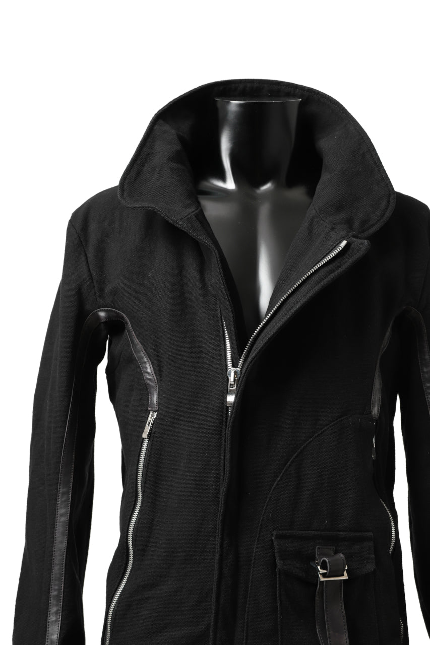 incarnation HIGH NECK BIAS ZIP BLOUSON MB-1 / CANVAS + HORSE LEATHER (BLACK)