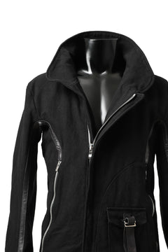 Load image into Gallery viewer, incarnation HIGH NECK BIAS ZIP BLOUSON MB-1 / CANVAS + HORSE LEATHER (BLACK)