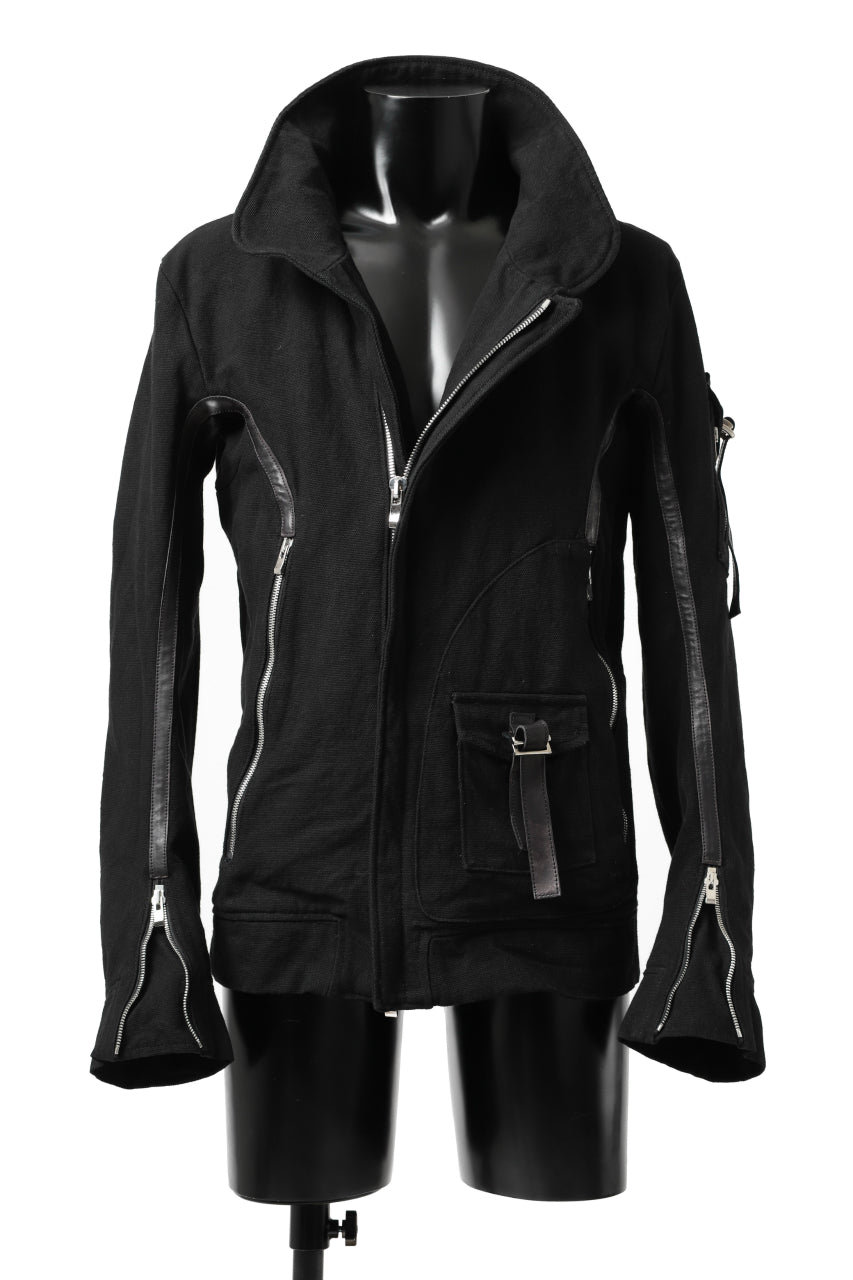 incarnation HIGH NECK BIAS ZIP BLOUSON MB-1 / CANVAS + HORSE LEATHER (BLACK)