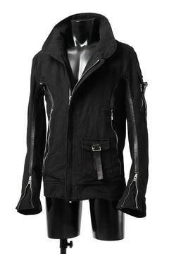 Load image into Gallery viewer, incarnation HIGH NECK BIAS ZIP BLOUSON MB-1 / CANVAS + HORSE LEATHER (BLACK)