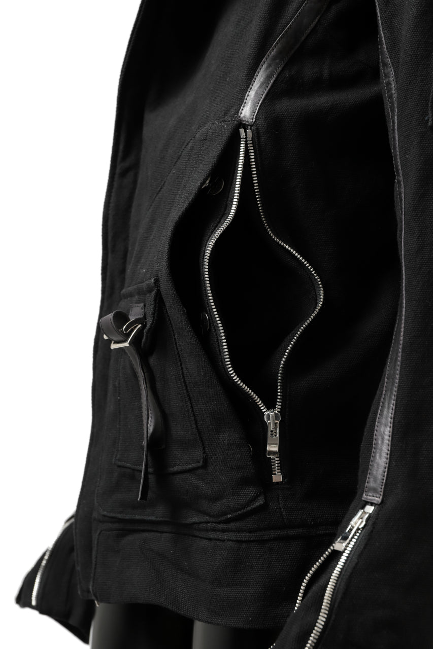 incarnation HIGH NECK BIAS ZIP BLOUSON MB-1 / CANVAS + HORSE LEATHER (BLACK)