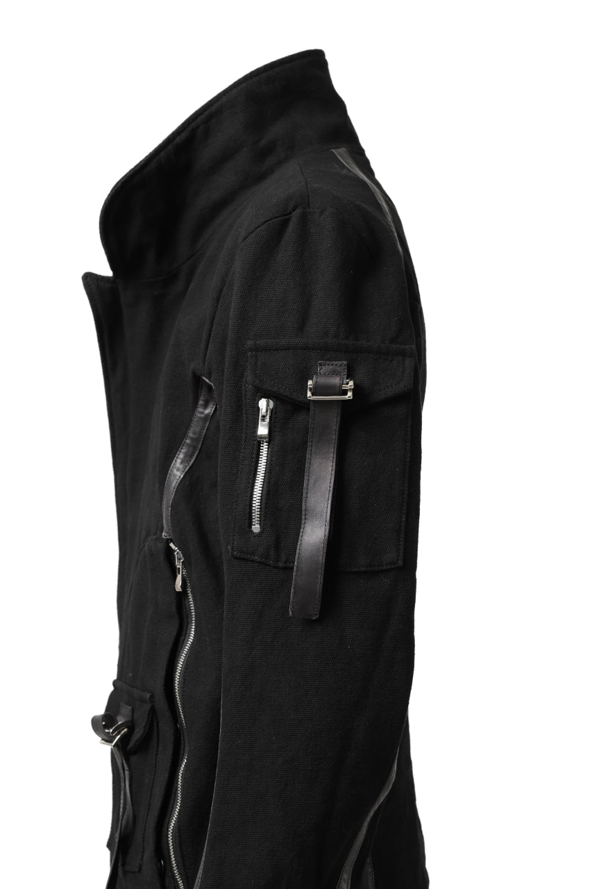 incarnation HIGH NECK BIAS ZIP BLOUSON MB-1 / CANVAS + HORSE LEATHER (BLACK)