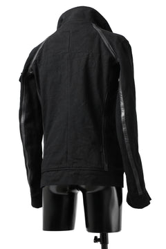 Load image into Gallery viewer, incarnation HIGH NECK BIAS ZIP BLOUSON MB-1 / CANVAS + HORSE LEATHER (BLACK)