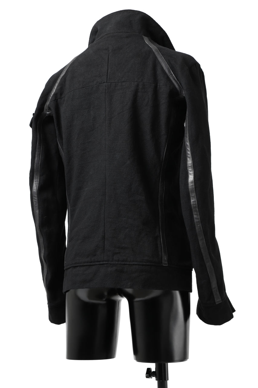 画像をギャラリービューアに読み込む, incarnation HIGH NECK BIAS ZIP BLOUSON MB-1 / CANVAS + HORSE LEATHER (BLACK)