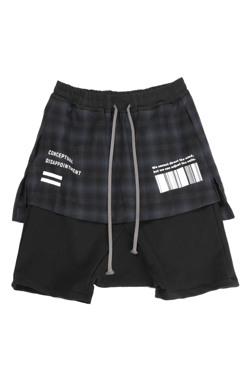 A.F ARTEFACT exclusive "BOXY" DOCKING SARROUEL SHORTS (BLACK×CHECK)