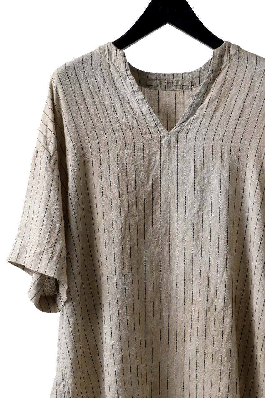 _vital exclusive minimal tunica tops / tea stain dyed linen (BEIGE STRIPE)