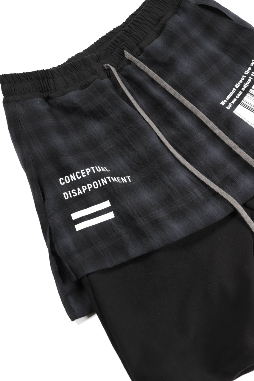 A.F ARTEFACT exclusive "BOXY" DOCKING SARROUEL SHORTS (BLACK×CHECK)