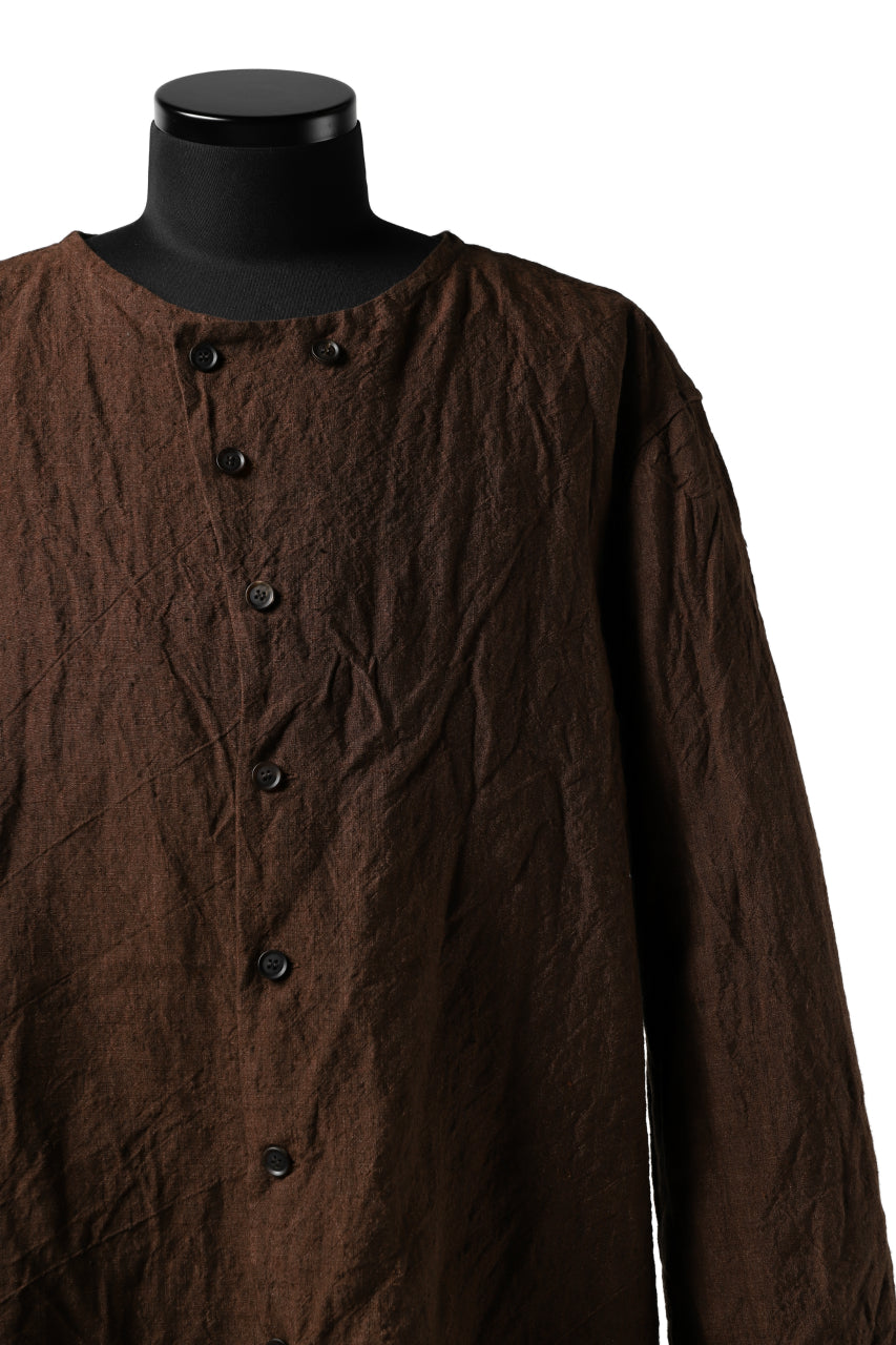 YUTA MATSUOKA minimal shirt / sulfur dyed washer linen (DARK RED)