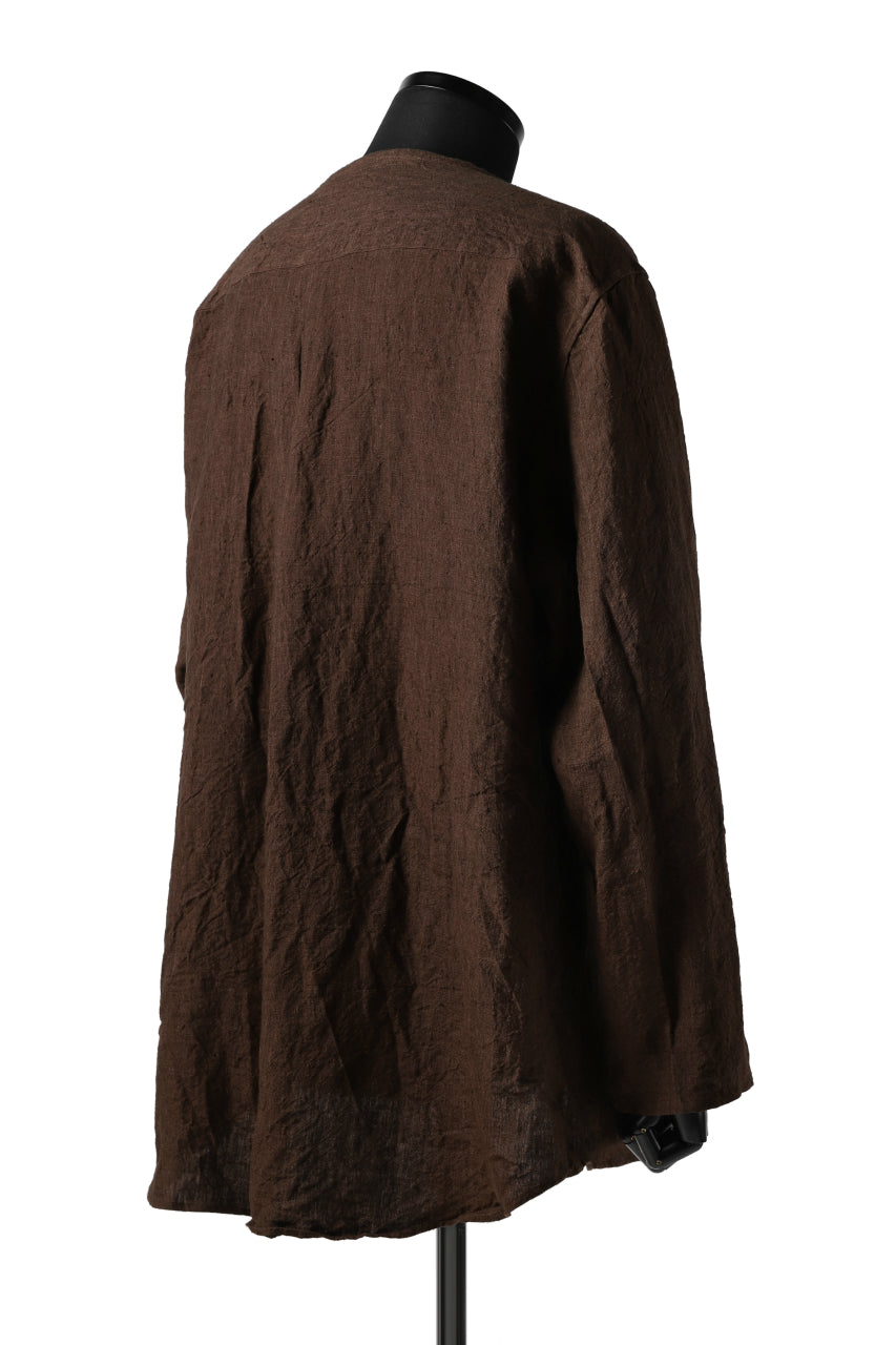 YUTA MATSUOKA minimal shirt / sulfur dyed washer linen (DARK RED)